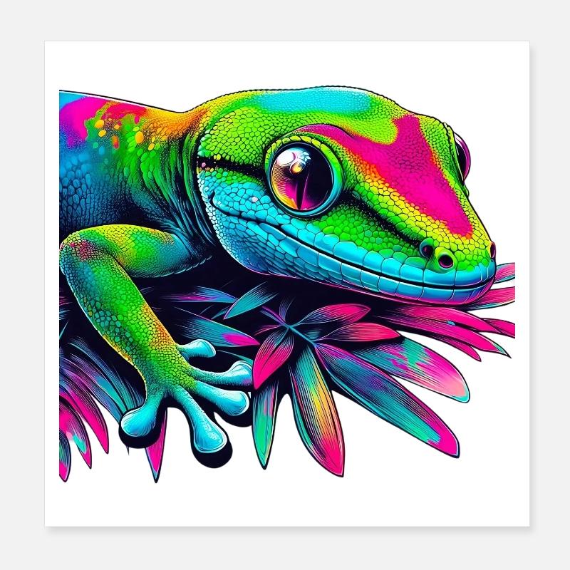 Gecko - Poster 20x20 cm - Weiß