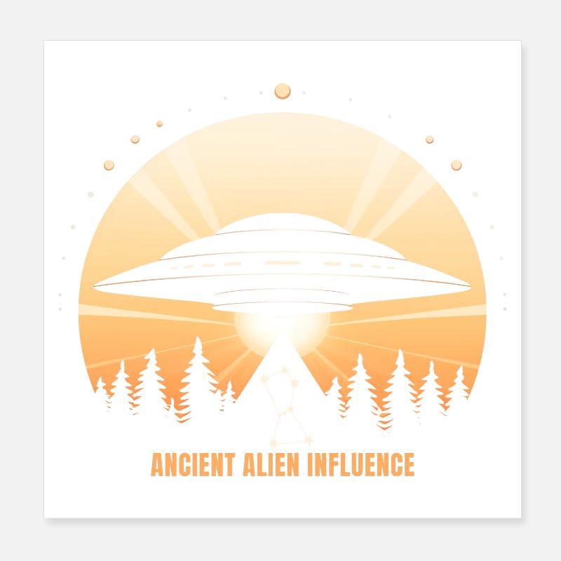 Ancient Alien Influence – UFO Orion Pyramide Poster 20x20 cm