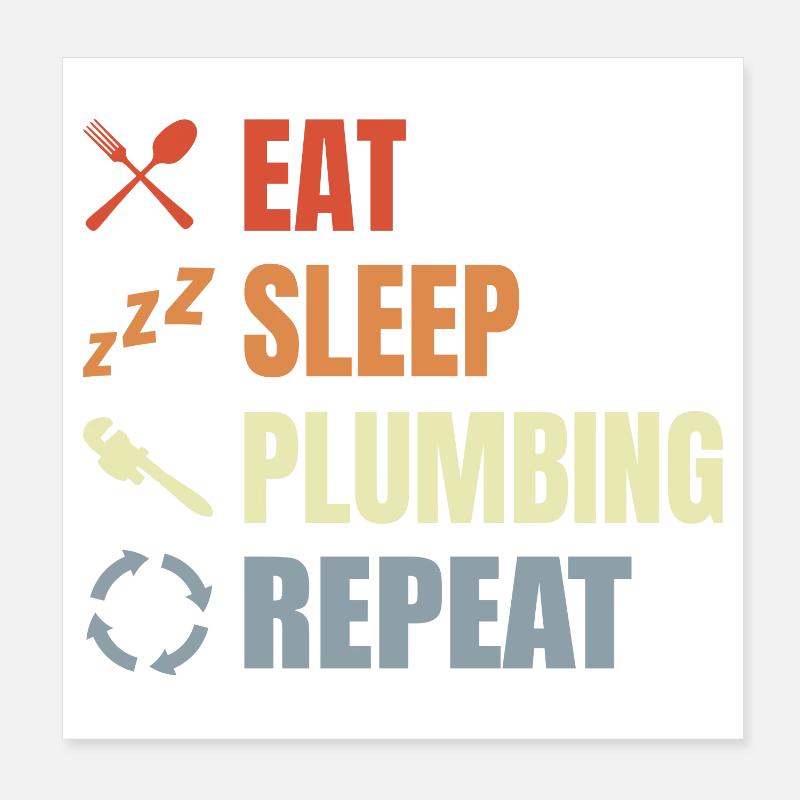 Manger Sommeil Plomberie Répéter Poster 20 x 20 cm