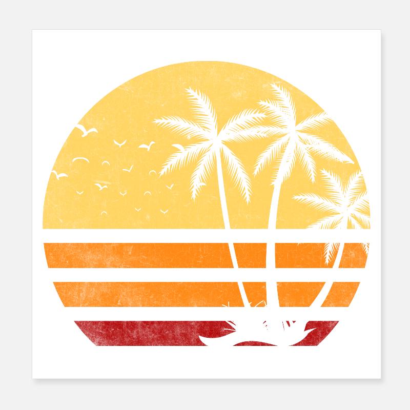 Sunset Retro Palm Trees Poster 8" x 8" (20x20 cm)