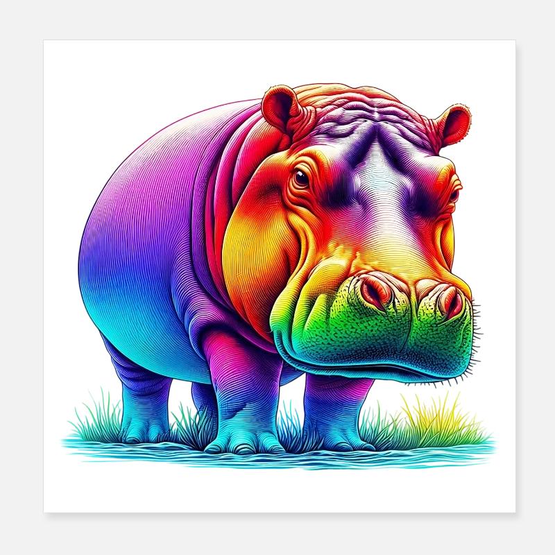 Hippopotame Poster 20 x 20 cm