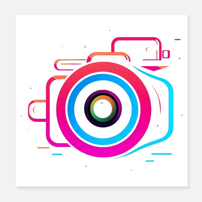 Kamera Synthwave Stil Poster 20x20 cm