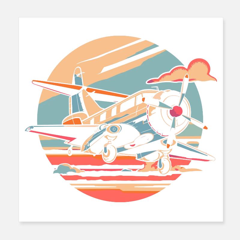 Propeller Plane Portrait Poster 8" x 8" (20x20 cm)