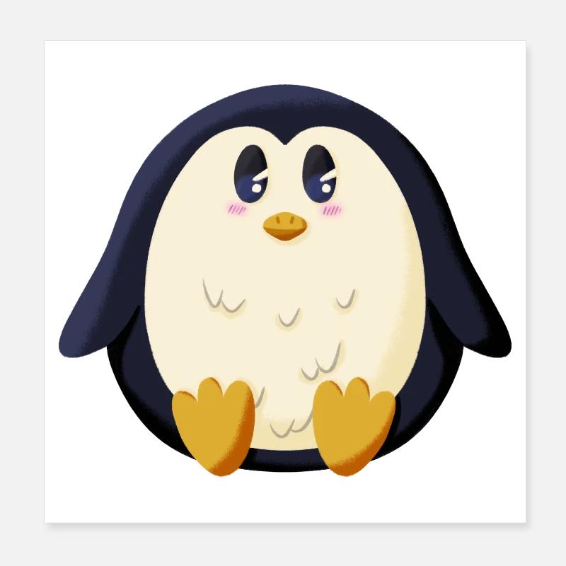 Pummeliger Pinguin - Poster 20x20 cm - Weiß