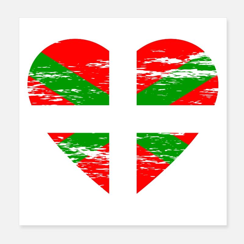 Drapeau basque coeur utilisé Poster 20 x 20 cm