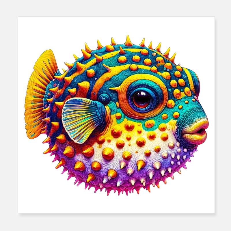 Kugelfisch Poster 20x20 cm