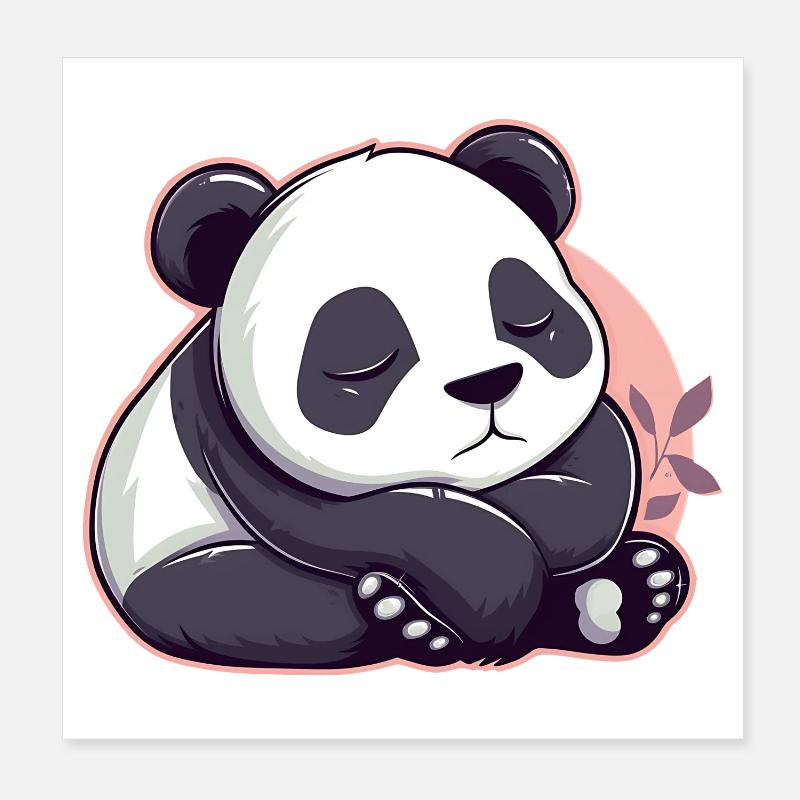 Cute Cartoon of a Sleeping Panda - Adorable design Poster 8" x 8" (20x20 cm)