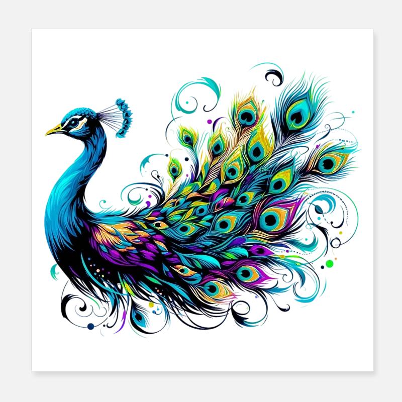 Peacock Poster 8" x 8" (20x20 cm)