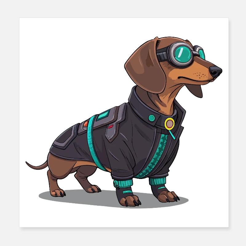 Chien cyberpunk en combinaison technique Poster 20 x 20 cm