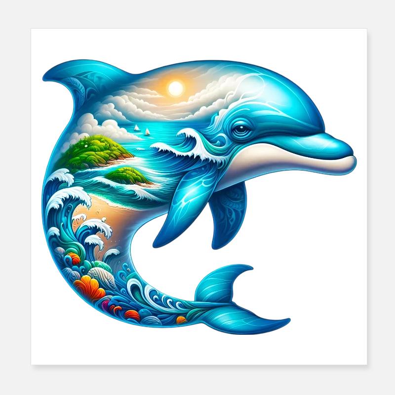 Dauphin Poster 20 x 20 cm