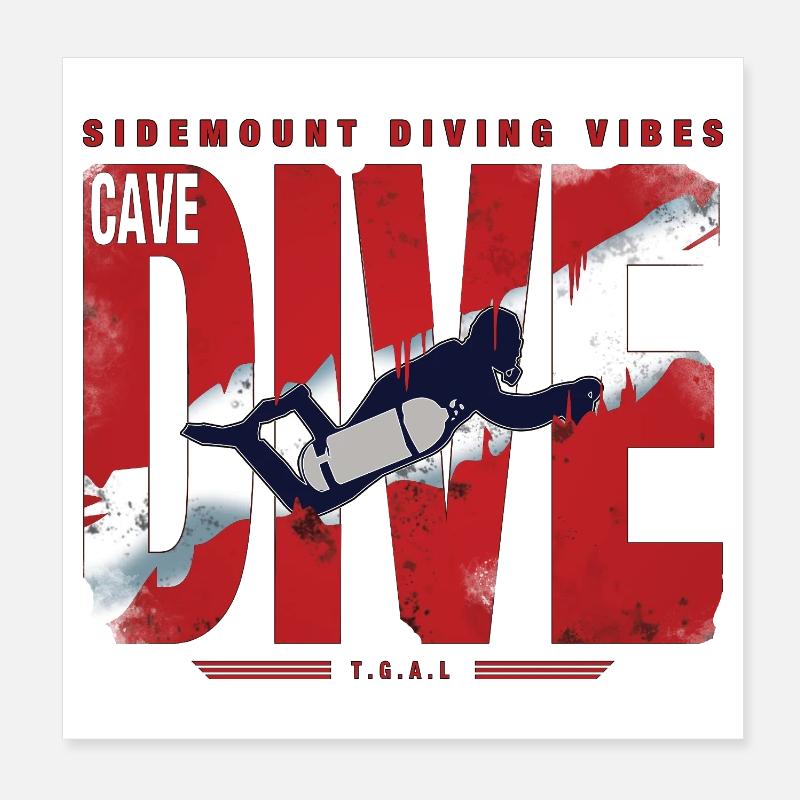 Plongée Cave Diver Graphique Poster 20 x 20 cm