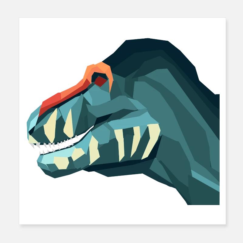T. rex de style géométrique - Poster 20 x 20 cm - blanc