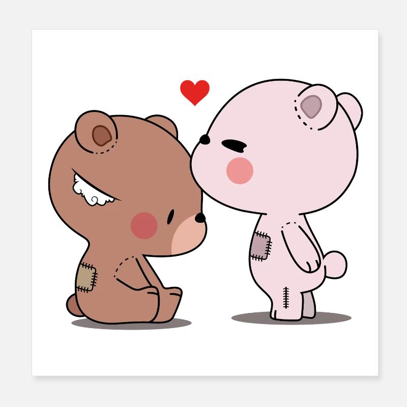 Ours affectueux et amis Poster 20 x 20 cm