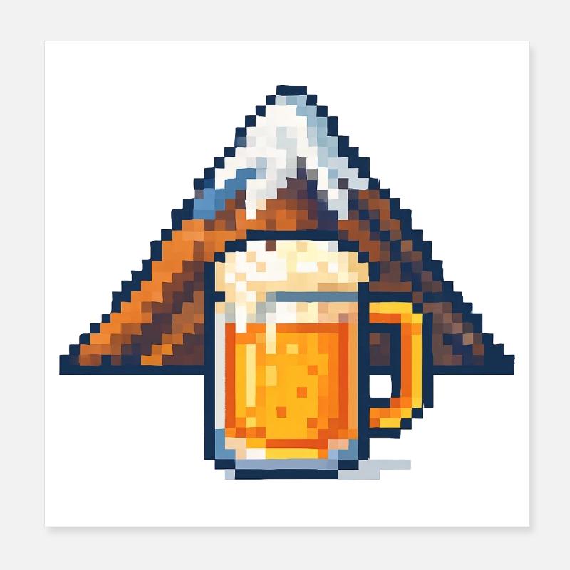 Pixel Berg und Bier Poster 20x20 cm