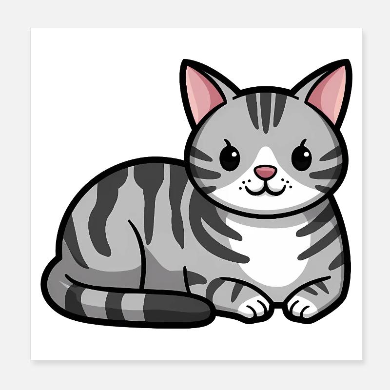 Chat tigré gris Poster 20 x 20 cm