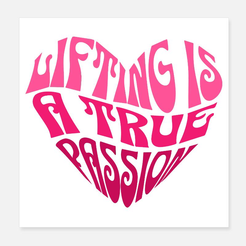 Herz mit inspirierendem Spruch in Pink - Poster 20x20 cm - Weiß