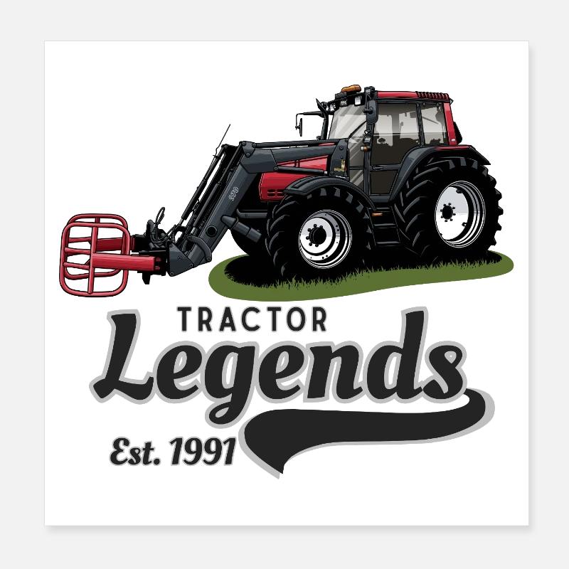 Traktor Legends Vintage Druck - Poster 20x20 cm - Weiß