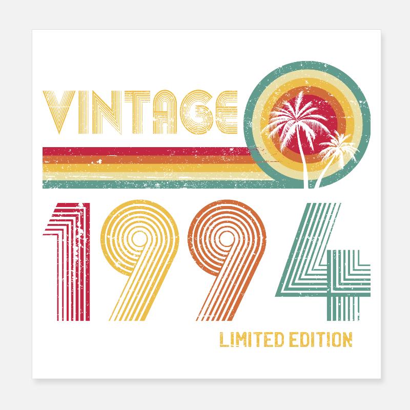 Design rétro vintage des années 90 avec coucher de soleil Poster 20 x 20 cm