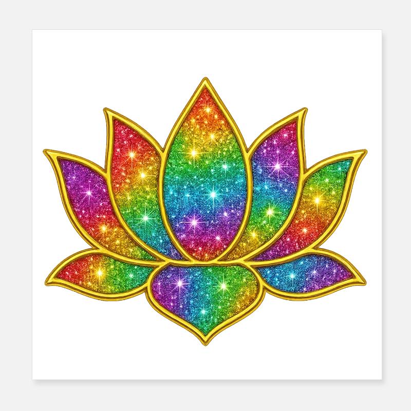 Funkelnder Lotus in Regenbogenfarben Poster 20x20 cm
