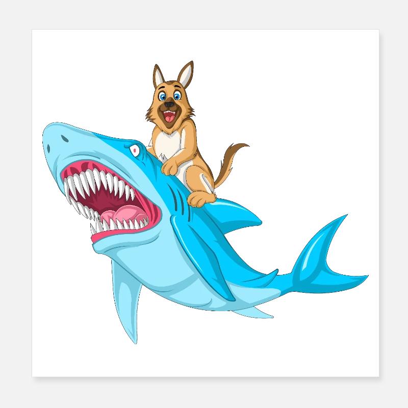 Deutscher Schäferhundhai-Ritt Poster 20x20 cm