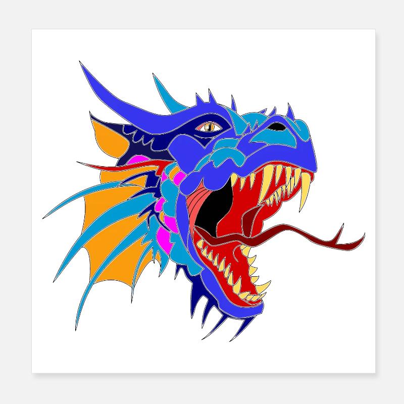Drachenkopf Poster 20x20 cm