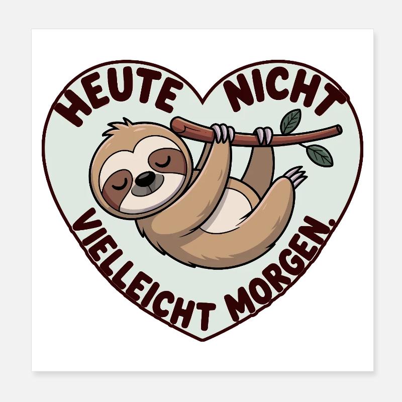 Today Not Maybe Tomorrow Sloth Saying Poster 8" x 8" (20x20 cm)