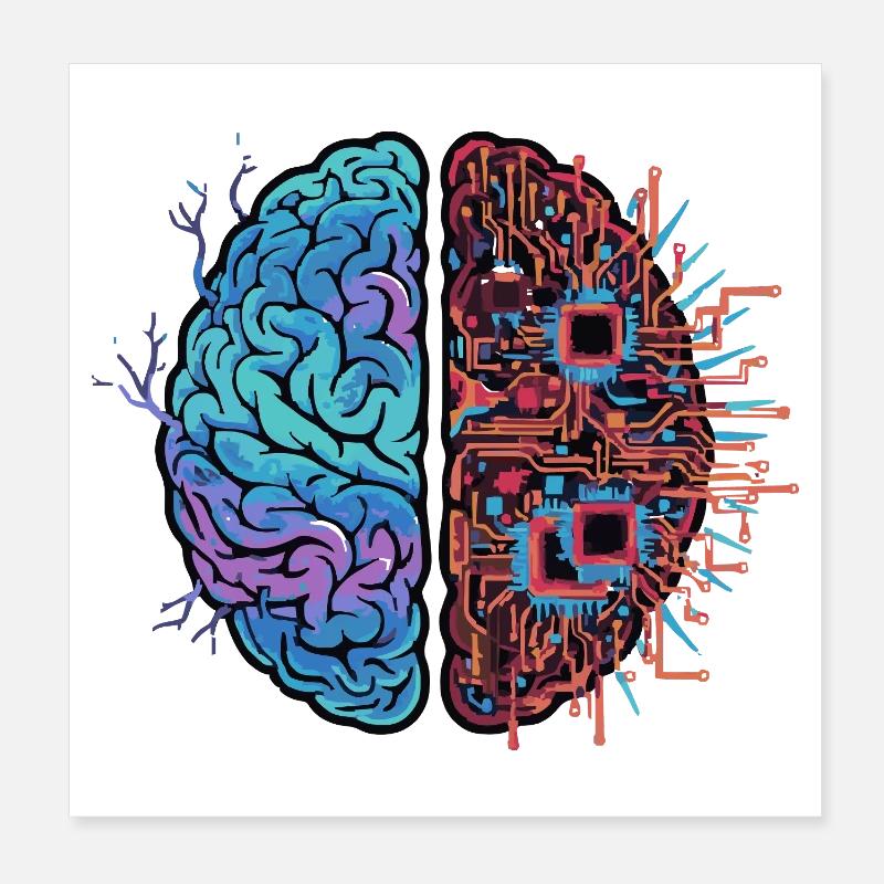 Robotic brain Technology Robotic Poster 8" x 8" (20x20 cm)