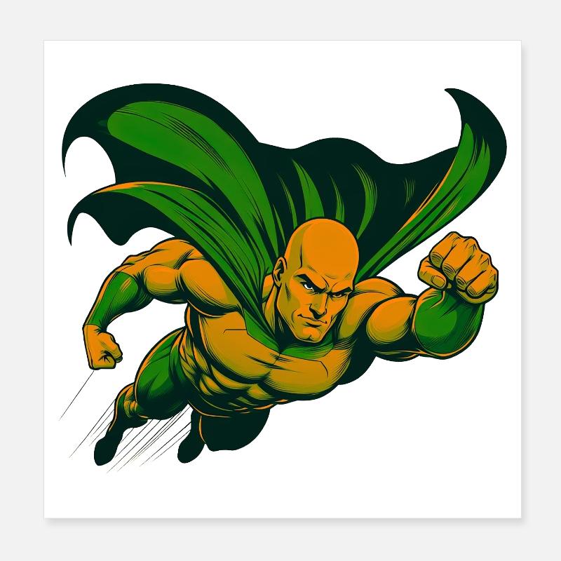 Superheld Vertex im Flug Poster 20x20 cm