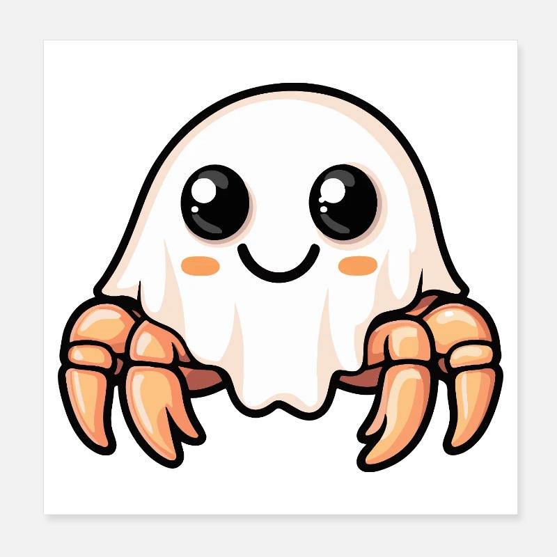 Crab Crab Halloween Ghost Poster 8" x 8" (20x20 cm)