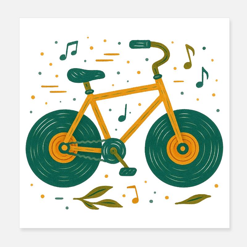 Vélo vintage mélodique Doodle Poster 20 x 20 cm