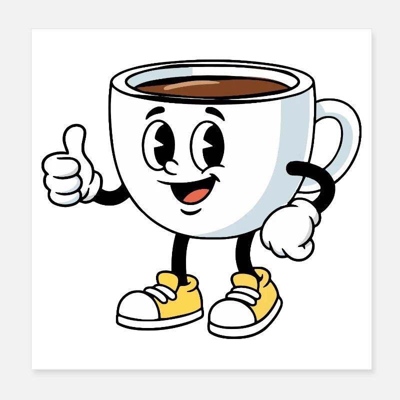 Cartoon Kaffeetasse Lustiger Kaffee Comic Poster 20x20 cm