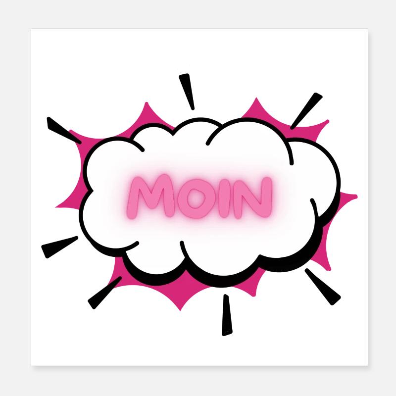 MOIN Neon Wolke - Poster 20x20 cm - Weiß