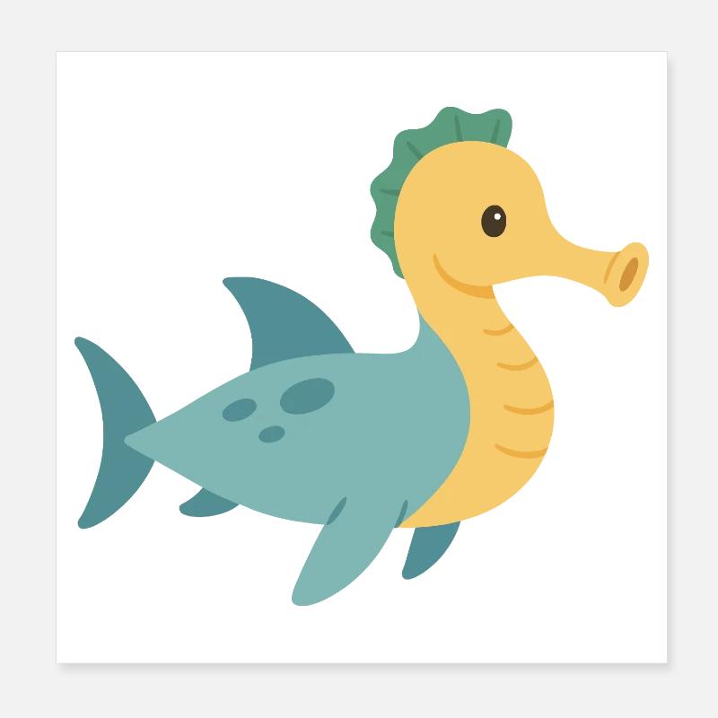 Seepferdchen-Hai im Meer Poster 20x20 cm