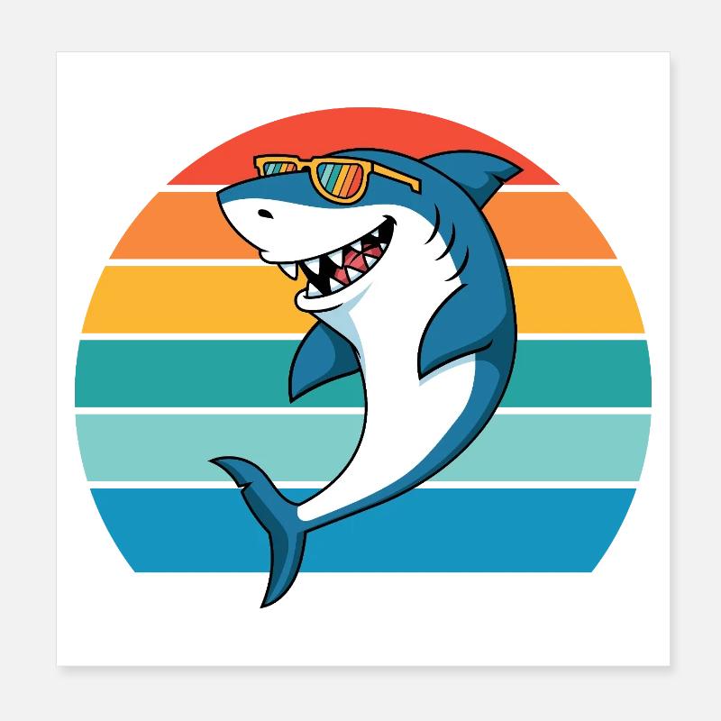 requin, créature marine, prédateur, requin, grand requin blanc Poster 20 x 20 cm