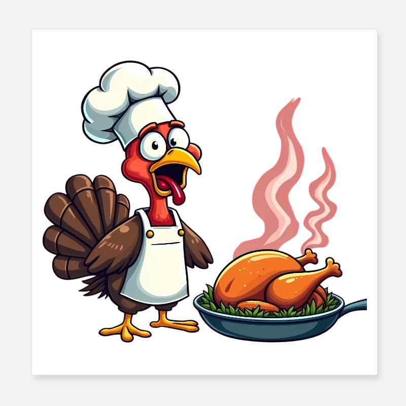 Cuisinier de dinde de Thanksgiving Poster 20 x 20 cm