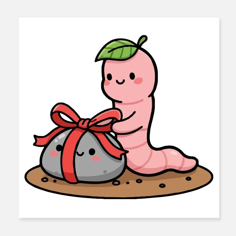 Small worm with Gift Poster 8" x 8" (20x20 cm)