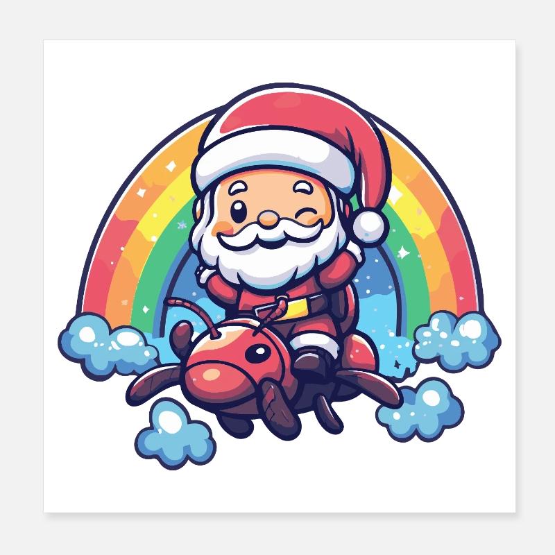 Fourmi Père Noël Poster 20 x 20 cm