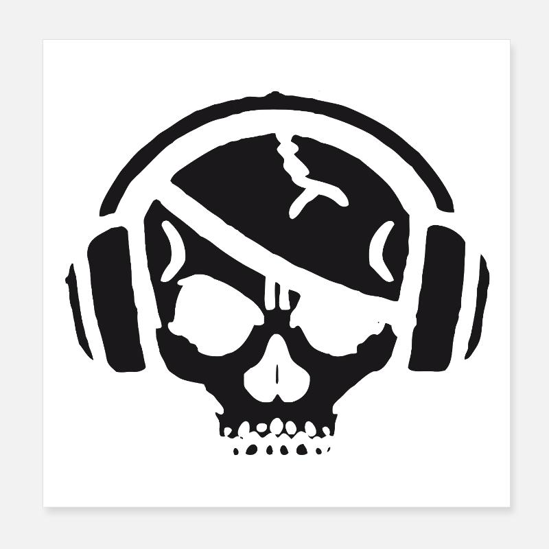 Schädel mit Kopfhörer Poster 20x20 cm