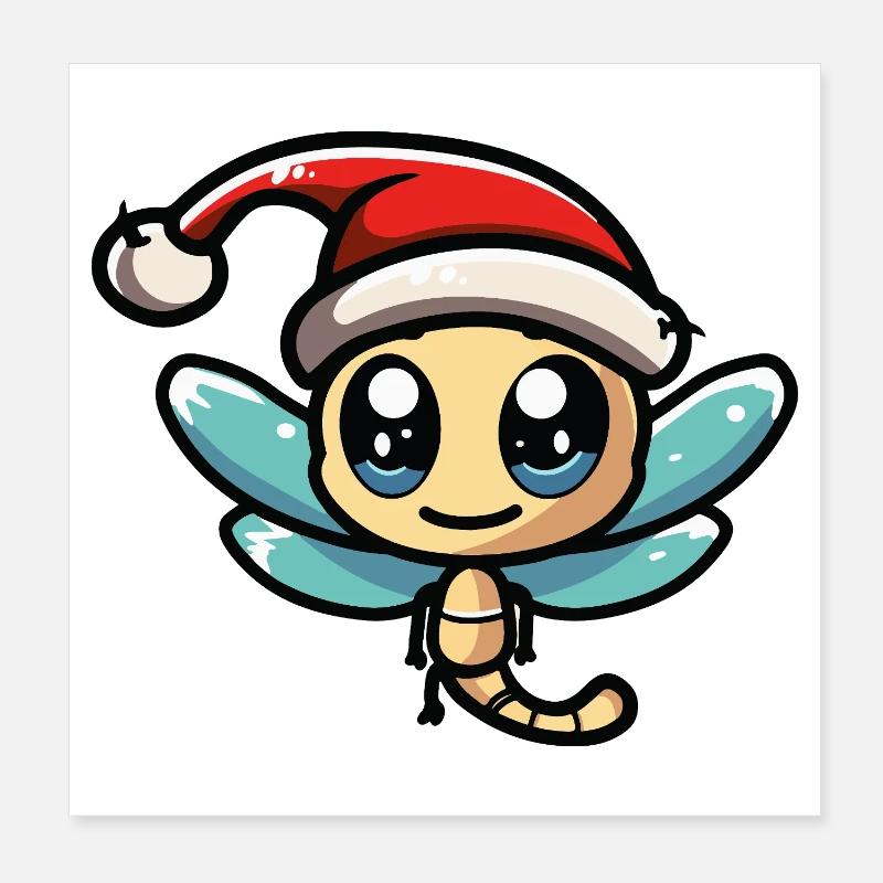 Noël Libellule Poster 20 x 20 cm