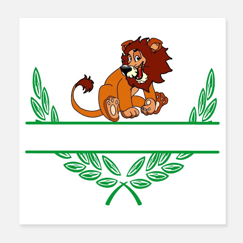 Lion Laurel Wreath with Namespace Poster 8" x 8" (20x20 cm)