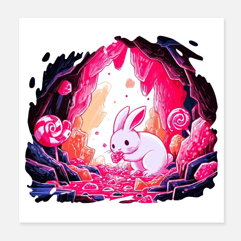 Le Lapin de la Chambre à Sucre dans la Forêt de Cristal Poster 20 x 20 cm