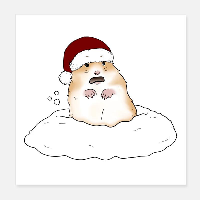 Hamster de Noël dans la neige Poster 20 x 20 cm
