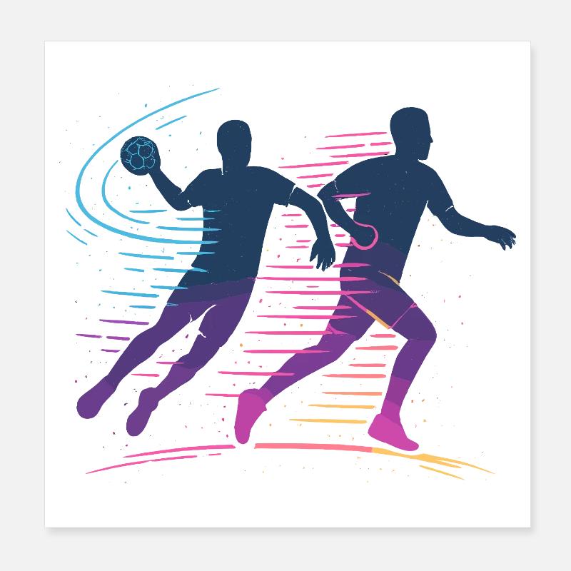 Handball Neon Player, Fast Attack, Team Poster 8" x 8" (20x20 cm)
