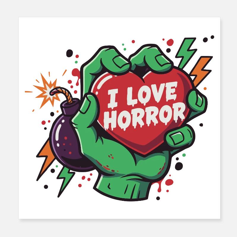 HorrorHeart in Zombie Hand Poster 8" x 8" (20x20 cm)