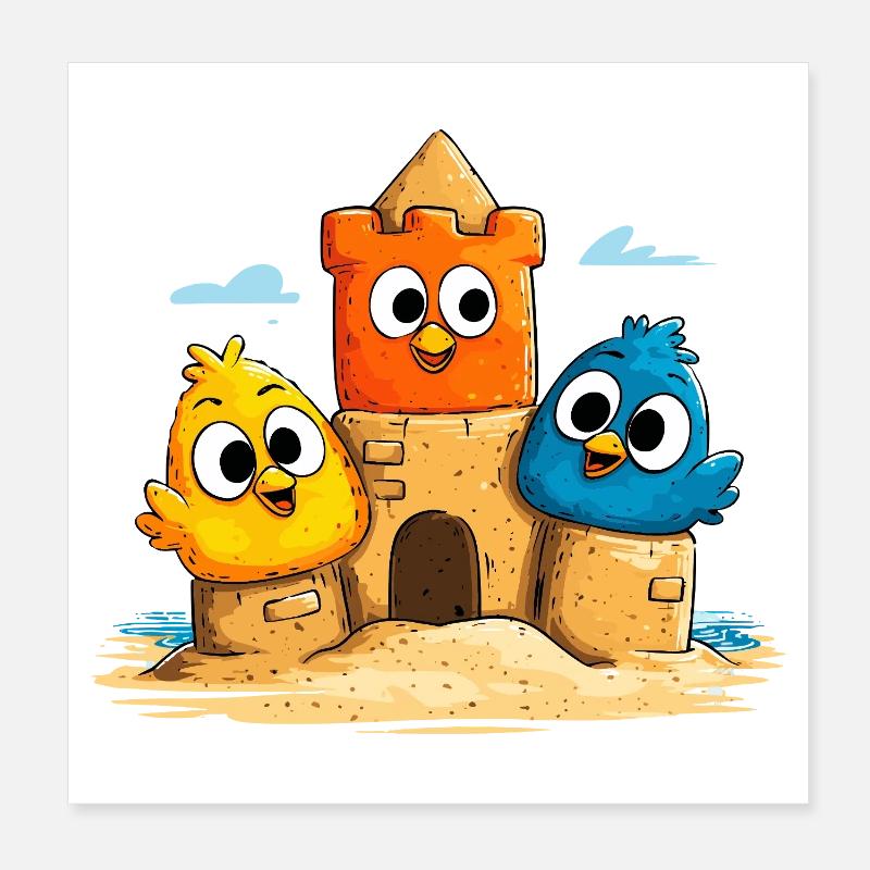 Sandcastle Trio bunt Poster 20x20 cm
