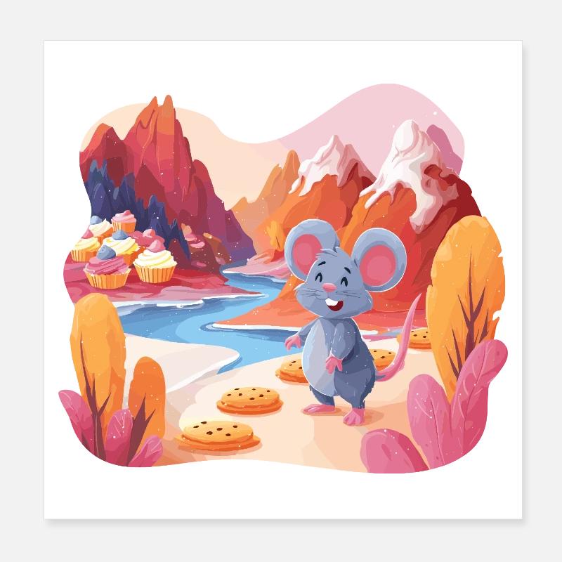 Aventure de souris dans le paysage de sucre Poster 20 x 20 cm