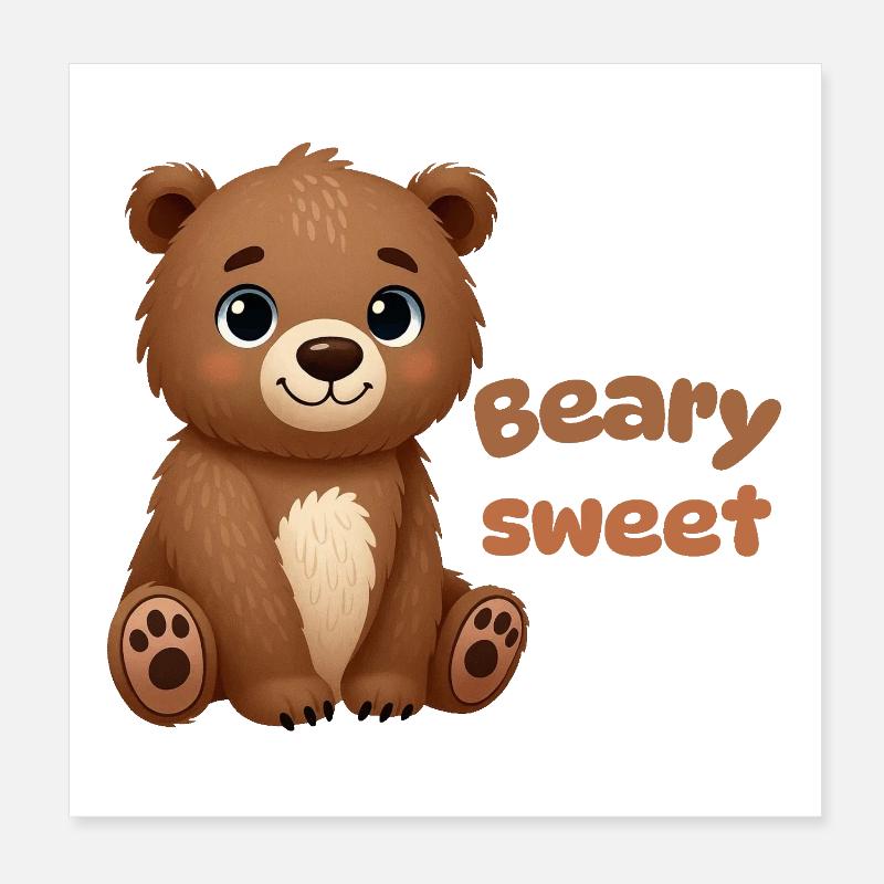 Ours brun mignon Poster 20 x 20 cm