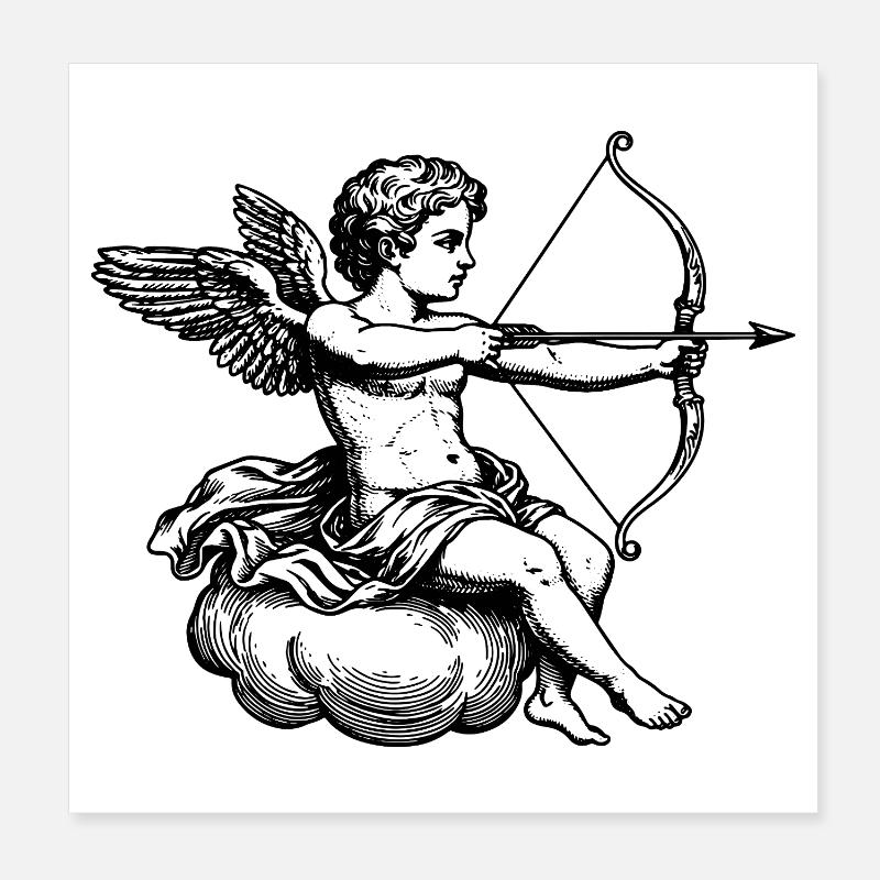 Cupid with bow and arrow. Poster 8" x 8" (20x20 cm)