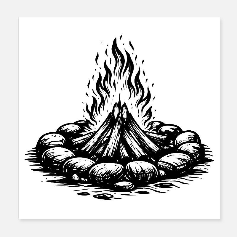 Campfire Icon Brænde Poster 20x20 cm