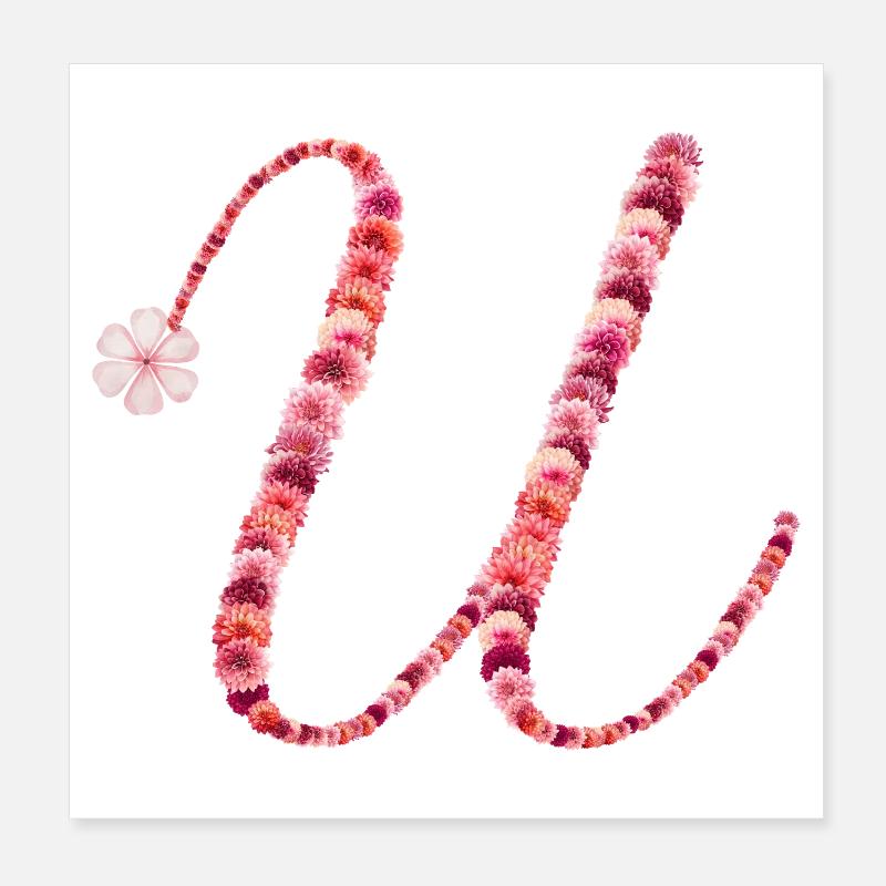 Romantic floral monogram "U" Poster 8" x 8" (20x20 cm)